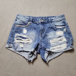 Stylish Distressed Denim Jean Shorts Litz Sz 27